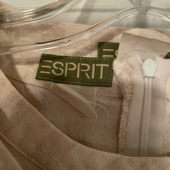 Vintage (80s) neutral linen check shift dress with boxy jacket, 60s silhouette - Picture 5 of 7
